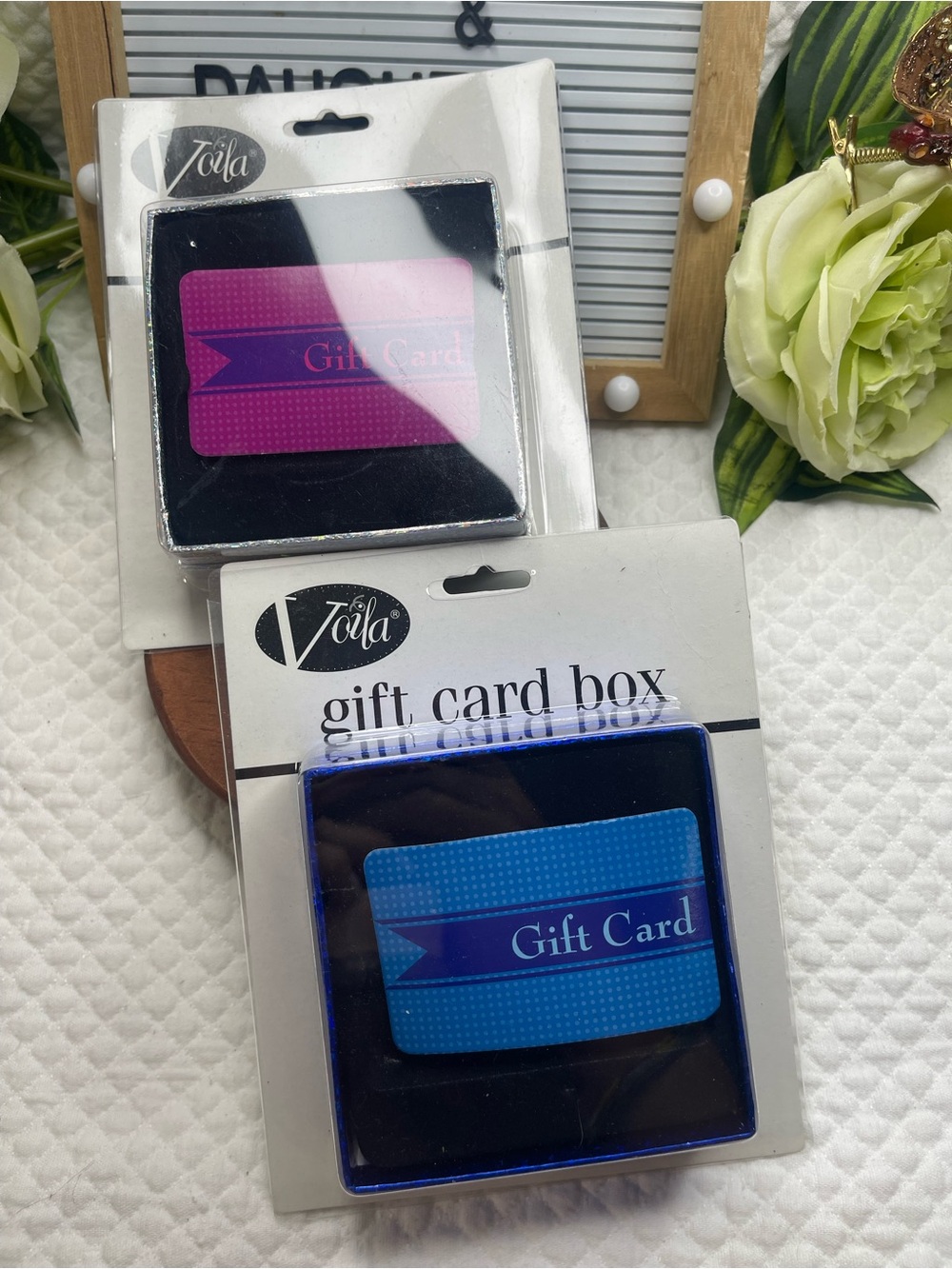 Voila Gift Card Boxes Lot of 2 Blue Silver New Sealed Gift Card Holders